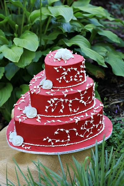 Red & White Hearts - Cake by Christeena Dinehart