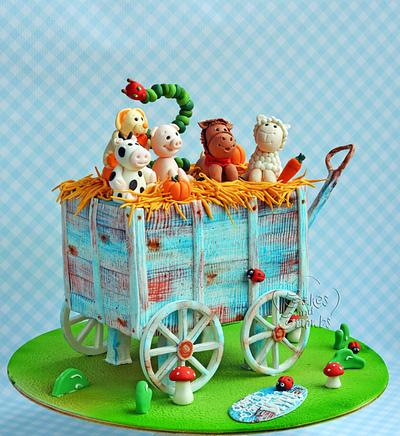 Farm animals on jolly ride .. - Cake by Hima bindu