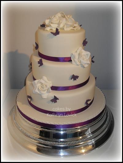 ivory and purple wedding - Cake by kathryn lovick