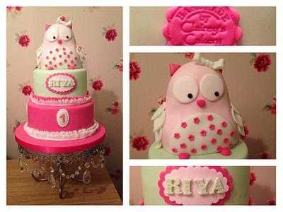 Owl 1st Birthday Cake - Cake by Clairey's Cakery