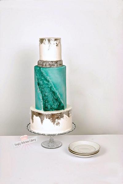 Teal Geode Wedding Cake - Cake by Simply Delicious Cakery