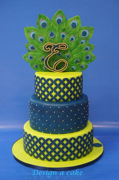Peacock feathers blue and green cake - Cake by Alessandra