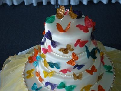 Multi coloured Gelatin Butterfly Wedding  - Cake by Sugarart Cakes