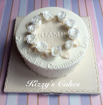 Roses for Niamh communion cake - Cake by K Cakes