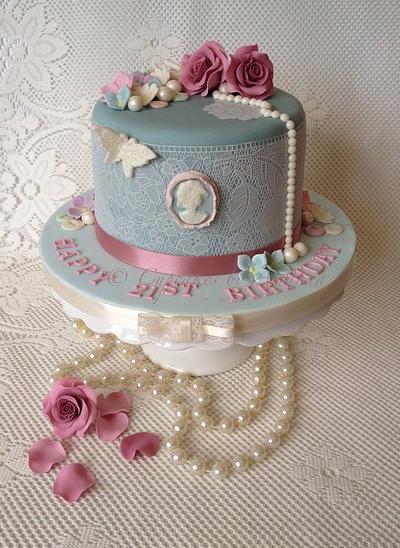 Vintage Lace & Roses Cake - Cake by Cupcakes by Amanda