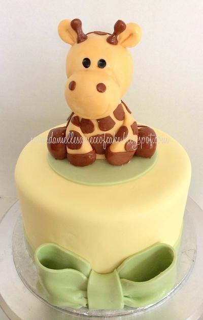 Baby Shower Cake with Giraffe Topper - Cake by Danielle Vega
