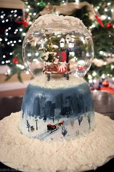 Christmas Snow Globe - Hand Painted - Cake by DeniseRayArtworks