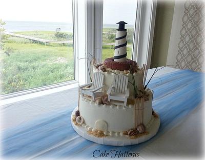 Cape Hatteras Lighthouse Wedding Cake - Cake by Donna Tokazowski- Cake Hatteras, Martinsburg WV