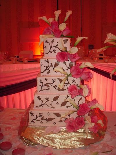 Pink and brown wedding cake - Cake by Michelle