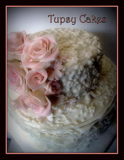 peach ruffles and  roses   - Cake by tupsy cakes