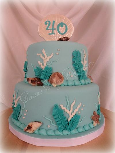 Aqua Sea themed 40th - Cake by Teresa Cunha