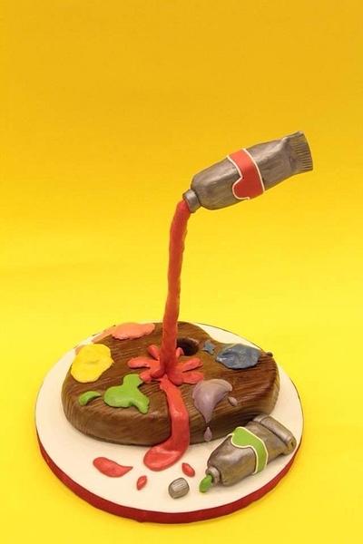 Gravity defying palette cake - Cake by Torta Express 
