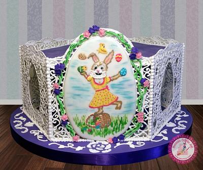 A Filigree Easter - A Painted Easter Collaboration Cake - Cake by Becca's Edible Art