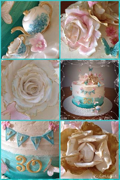Vintage high tea inspired 30th birthday cake  - Cake by Jules Buxton 