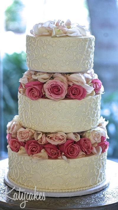 Wedding Cake with Floating Tiers - Cake by Katycakes Austin