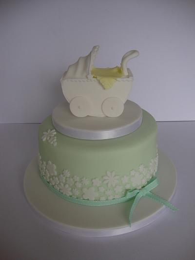Vintage pram baby shower cake and cupcakes. - Cake by Amy