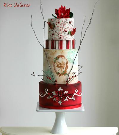 Christmas Birds Cake with Tutorial - Cake by Eva Salazar 