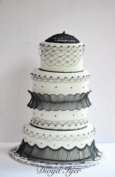 Royal icing string cake  - Cake by Divya iyer