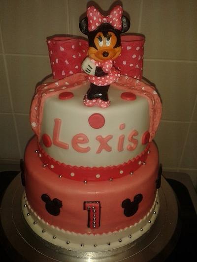 2 Tier Minnie Mouse cake & 10 Cupcakes - Cake by Deborah Wagstaff