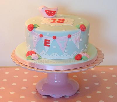 Vintage Bird & Bunting 18th Birthday cake - Cake by Sugar-pie