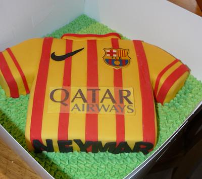 Barcelona Football shirt cake - Cake by Krazy Kupcakes 