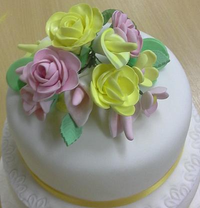 Gumpaste flower bouquet tier tower cake - Cake by Htea1