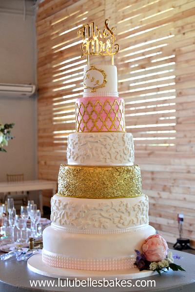 Pink and gold wedding - Cake by Lulubelle's Bakes