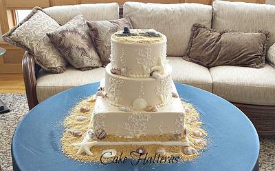 Beach Wedding Cake with Crab Toppers - Cake by Donna Tokazowski- Cake Hatteras, Martinsburg WV