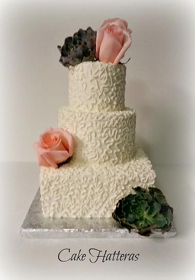 Roses and Succulents - Cake by Donna Tokazowski- Cake Hatteras, Martinsburg WV