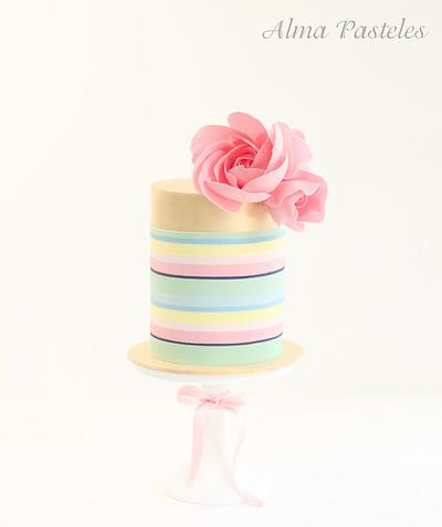 Stripes and Roses - Cake by Alma Pasteles