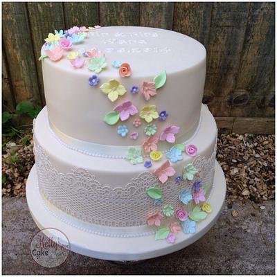Pastel rainbow wedding  - Cake by Kelly Hallett