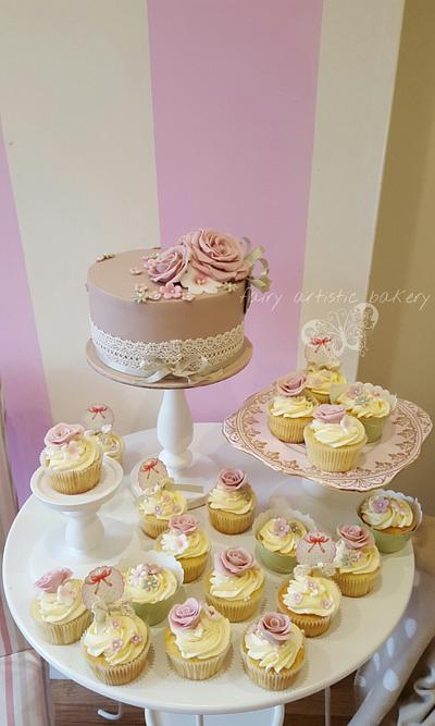  Vintage themed cake  - Cake by Helen at fairy artistic 