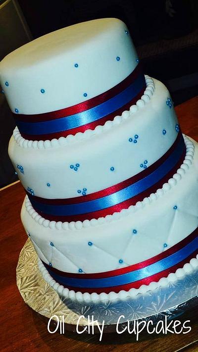 Teal and red wedding - Cake by Sharon