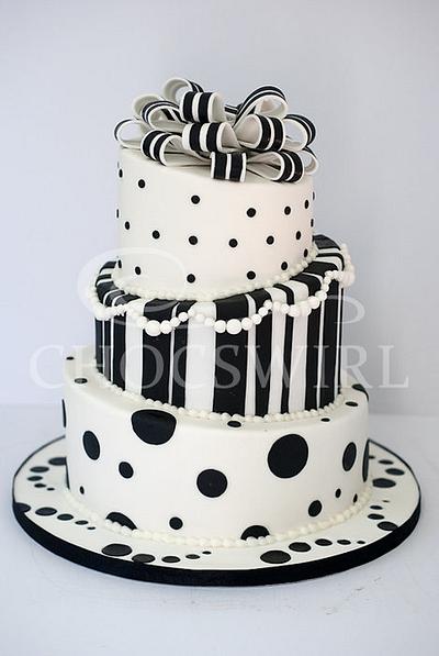 Black & White Topsy Turvey Wedding Cake - Cake by Robyn