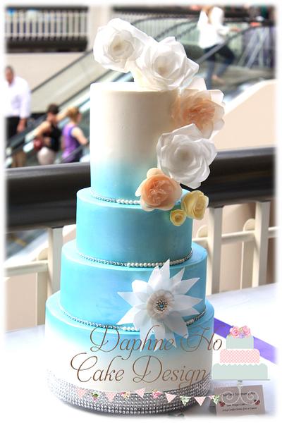Pearl blue wedding cake - Cake by DaphneHo