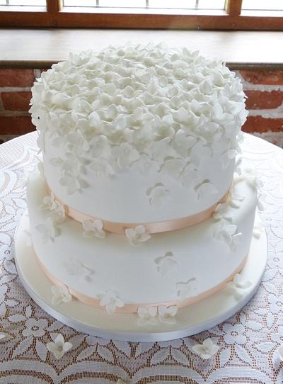 Falling Hydrangea Blossoms wedding cake - Cake by Angel Cake Design