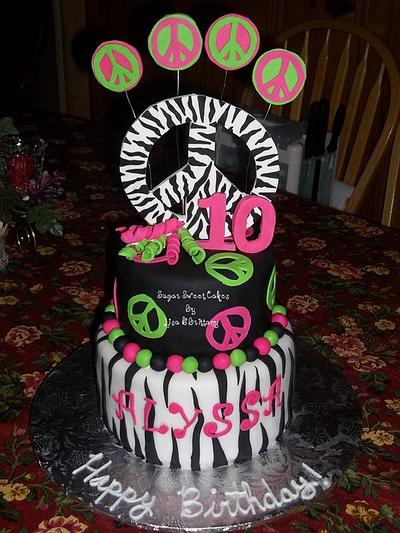 Peace Signs & Zebra - Cake by Sugar Sweet Cakes