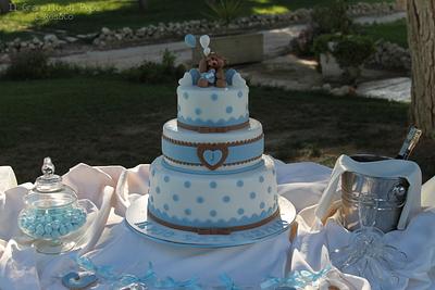 Christening cake and sweet table for baby boy  - Cake by Il Granello di Pepe Cakes&Co