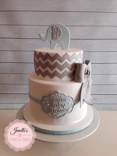 Chevron Elephant baby shower cake - Cake by Jenelle's Custom Cakes