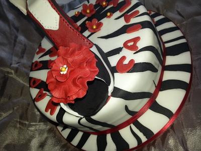 Fantasy flowers, stripes and shoes - Cake by Cath
