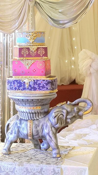 ornate luggage on an elephant stand - Cake by sugarmillcakes