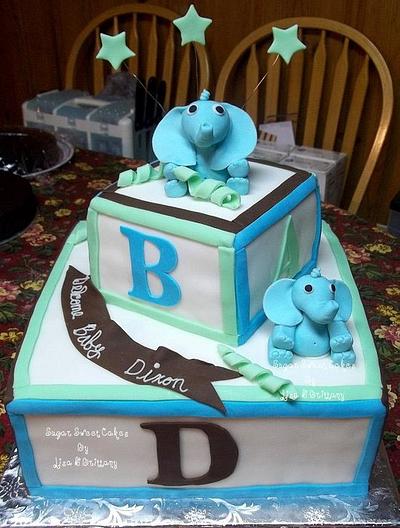 Baby Blocks & Elephants - Cake by Sugar Sweet Cakes