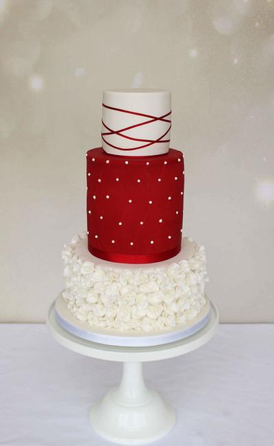 Red and white wedding cake  - Cake by Cherish Cakes by Katherine Edwards