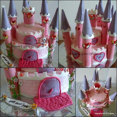 Castle Cake - Pink and White. - Cake by Veenas Art of Cakes 