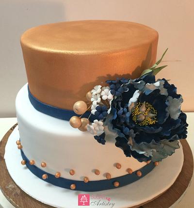 Navy Blue and Gold Wedding cake - Cake by D Sugar Artistry - cake art with Shabana