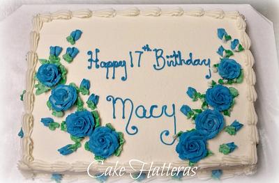 Blue Roses - Cake by Donna Tokazowski- Cake Hatteras, Martinsburg WV