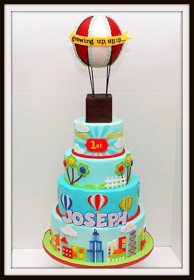 Hot Air Balloon First Birthday Cake - Cake by Marjorie