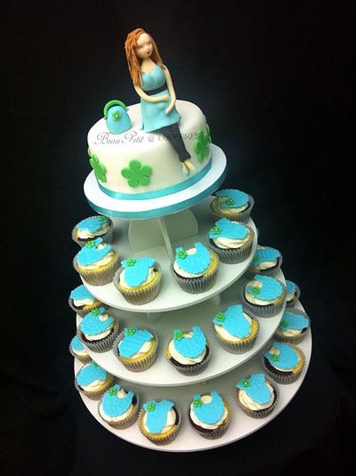 Pregnant Mommy - Baby Blue Shower - Cake by Beau Petit Cupcakes (Candace Chand)
