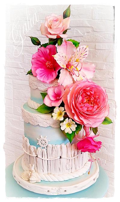 PINK FLOWERS...SHABBY CHIC AND SEA BREEZE - Cake by Galya's Art 