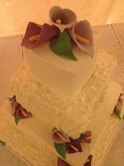 Calla Lilly wedding cake - Cake by Chrissa's Cakes
